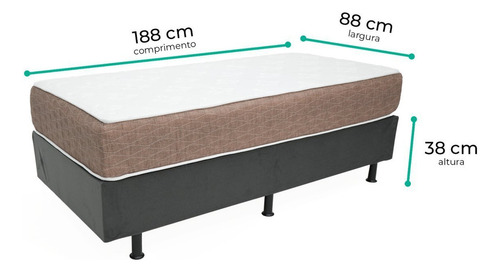 Base Box Solteiro Desmontável Md Cinza Ij