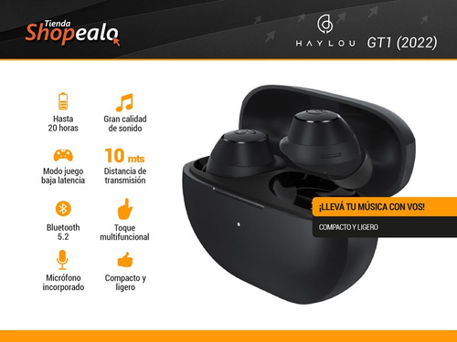 Imagen 2 de 9 de Auricular In Ear Inalámbrico Bluetooth Haylou Gt1 2022 Black