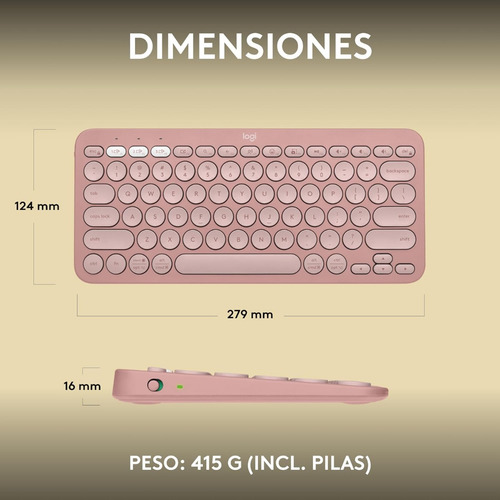 Teclado Logitech Pebble 2 K380s Bluetooth Rosado Español