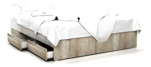 Cama Box 140 Base Sommier Madera Laqueada + Respaldo Niza Color Blanco