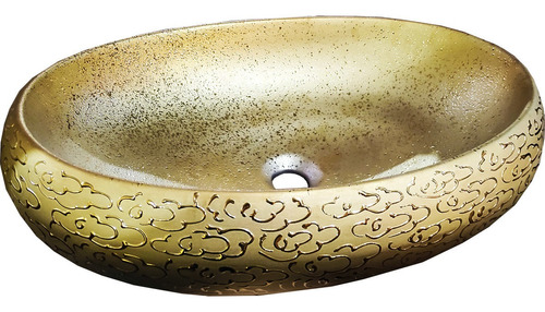 Cuba Apoio Banheiro Cerâmica Lavabo Luxo Dourada Gold Oval