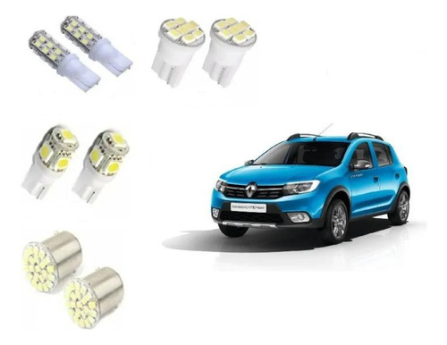 Kit Lâmpadas Led Sandero Stepway 2020 Teto Placa Ré Farolete