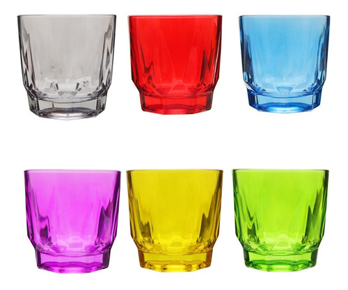 24 Vasos De Vidrio Colors Para Whiskey 11 Oz Mayoreo