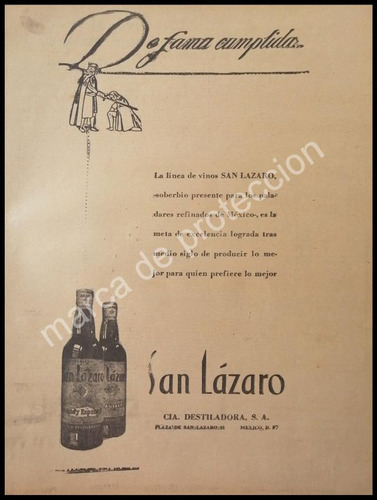 Cartel Publicitario Retro Vinos San Lazaro 1947