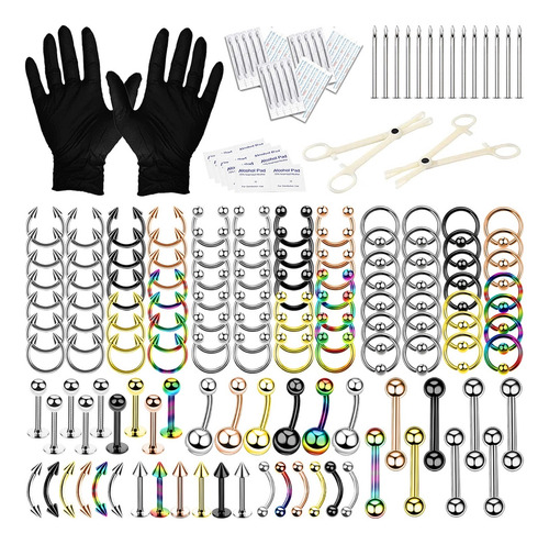 Bodyj4you Kit De 200 Piercings Para El Cuerpo, Nariz, Tabiq.