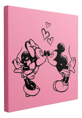 Cuadro Minnie Mouse, Beso Romántico Con Mickey 45x45