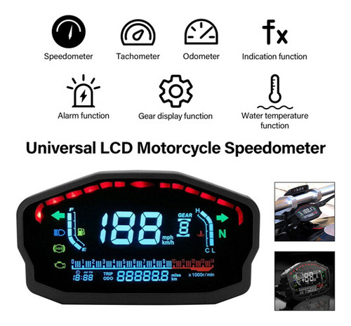 Painel Digital Universal Lcd De Racer Da Motocicleta