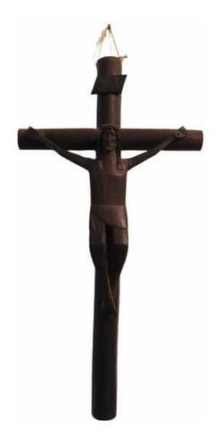 Talla Madera Cruz Cristo Tallado A Mano 43 Cm Alto