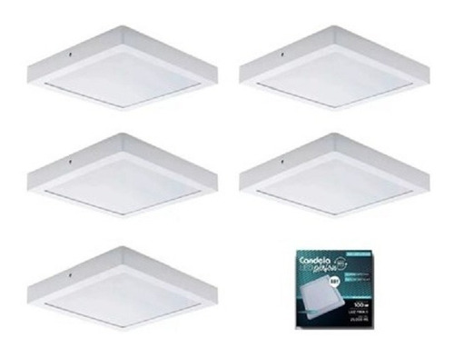 Kit 5 Plafon Panel Led Cuadrada C/base 18w Altapotencia=100w