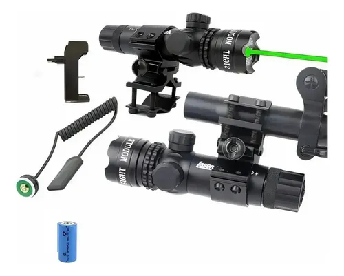 Mira Laser Verde Forte Colimador Airsoft Trilho 20mm E Cano