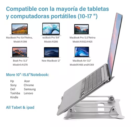 Soporte ajustable de aluminio para laptop, plegable, portátil. Compatible  con MacBook Air Pro, HP, Lenovo, Dell y otras laptops y tabletas de 10 a