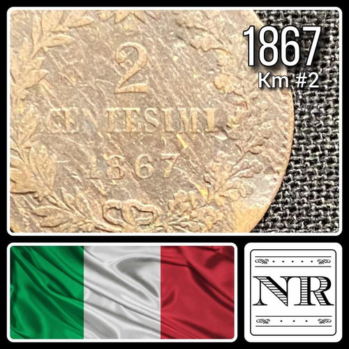 Italia - 2 Centesimi - Año 1867 - Km #2 - V. Emanuele Ii