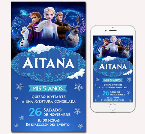 Tarjetas Invitaciones Digitales Personalizadas Frozen