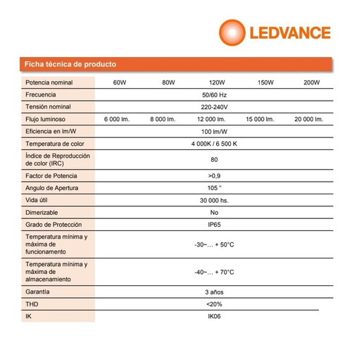 Imagen 7 de 10 de Colgante Industrial Highbay Led Alta Potencia 200w Ledvance