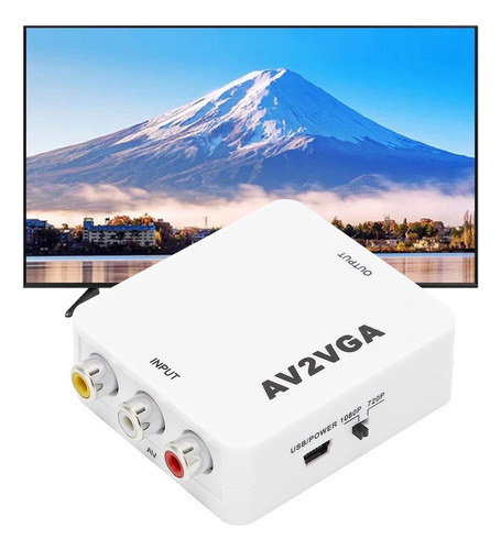 Para Convertidor De Vídeo Av A Vga Portátil 1920x1080 Hd Av2