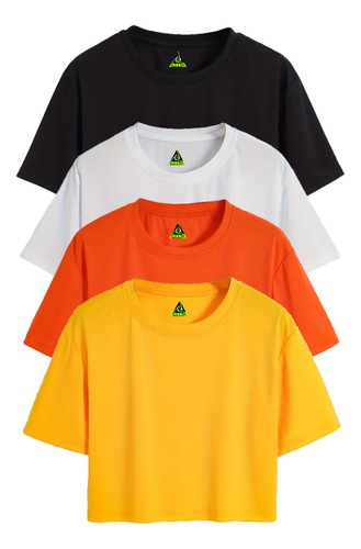 Pac De Playera Corta De Dama Crop Top Fit Ombligera Algodon
