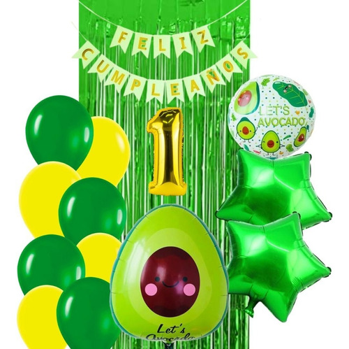 Kit Decoración Bombas Aguacate Globo 3d 65cm+numero70cm