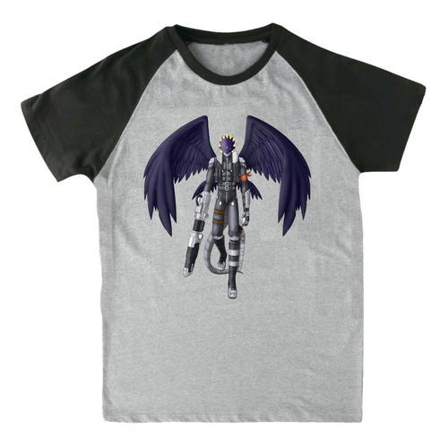 Remera Ranglan Gris - Digimon - Logo - Beelzemon - Anime