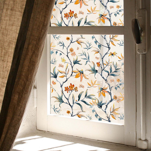 Adhesivo Para Ventana Con Estampado Floral En Forma De J Dib