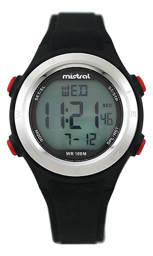 Reloj Pulsera Digital Mistral Gdx-dba Con Correa De Caucho Color Negro