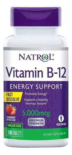 Vitamina Sublingual B12 5000 Mcg Cianocobalamina Tabletas 