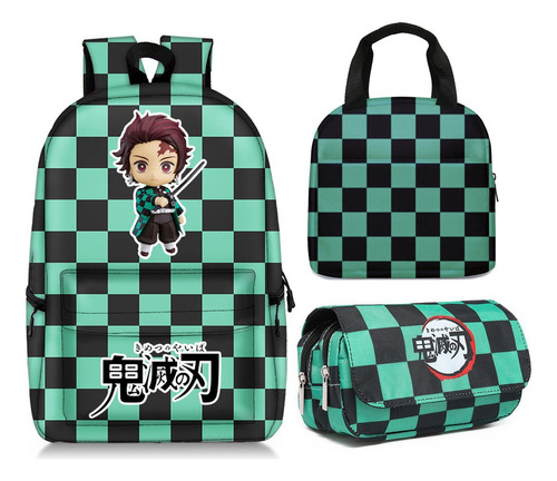 Mochila De Estudiante Demon Slayer De 3 Piezas+bolsa De Lonc