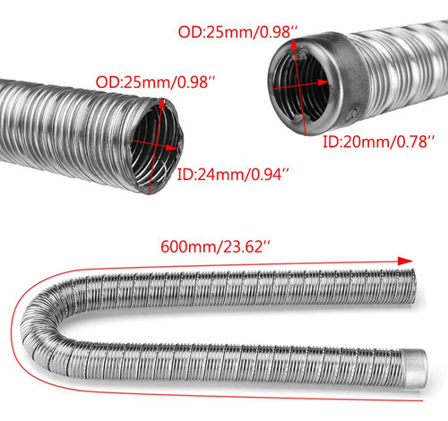 Tubo De Escape Diésel De 24 Mm Y 60 Cm Para Webasto