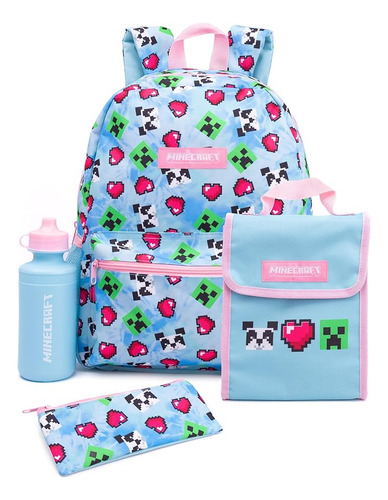 Juego Mochila Y Lonchera Para Niñas Mochila Escolar Azul 4 P