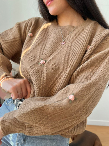 Sweater Importado De Mujer Bordado Super Suave Y Calentito