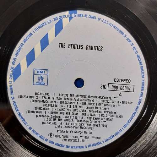 Vinil Lp The Beatles Rarities Com Encarte