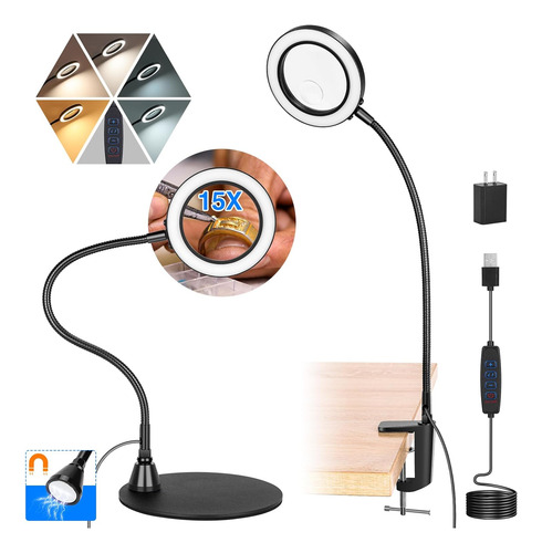Lámpara De Mesa Con Lupa 2 En 1 Ideal Para Manualidades