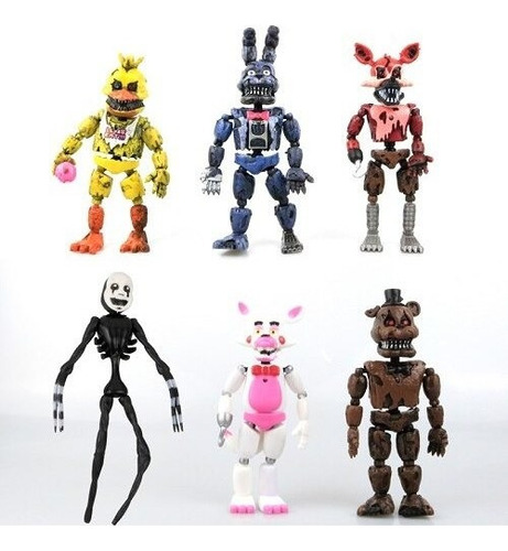 6pcs Pvc Figura De Acción Bonnie Foxy Freddy Fazbear Bear Ju