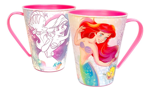 Kit 2 Copo Infantil Ariel Pequena Sereia Disney Caneca 360ml