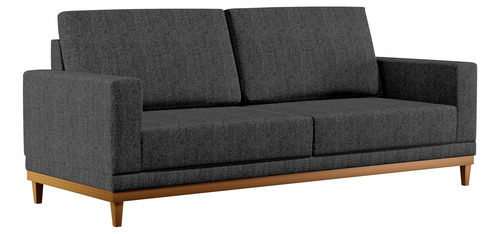 Sofá 160cm 2 Lugares Kayrós D05 Linho Chumbo - Mpozenato Cor Cinza Desenho do tecido Liso