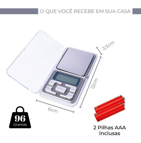 Imagem 2 de 3 de Balança Digital Miniatura Precisa Com Função Tara + 2 Pilhas