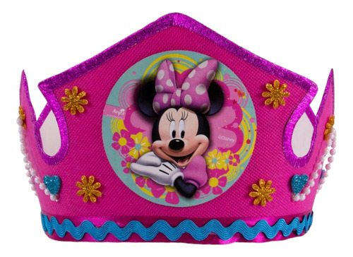 Corona Festejada Minnie Fucsia Cotillón Cumpleaños Niñas