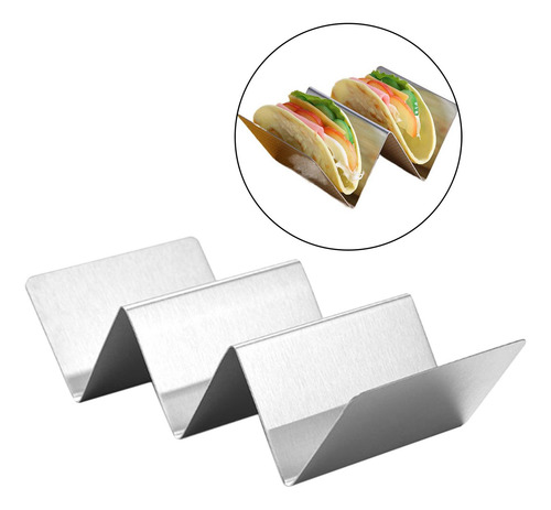 3 De Soporte De Taco De Acero Inoxidable Plateado Para Horno