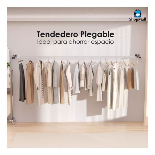 Tendedero Plegable Retráctil Ropa Reforzado Metal 20 Metros Color Negro