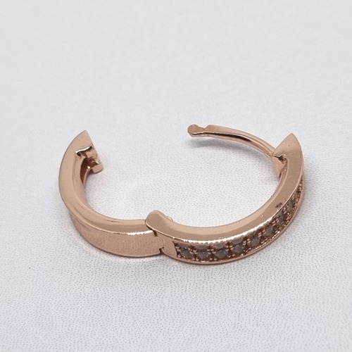 Imagen 5 de 7 de Aros Plata Rose Rodinada Argolla Micro Pave 15 Mm 3,8 Grs