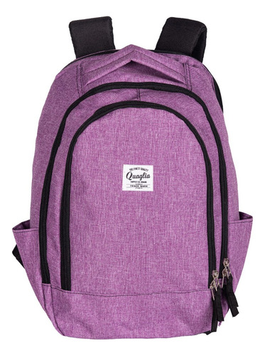 Mochila Escolar Urbana Grande Quaglia Q450 Color Violeta Melange Diseño De La Tela