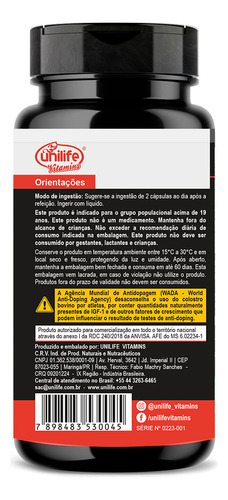 Colostrum Unilife Colostro Bovino 60 Cápsulas