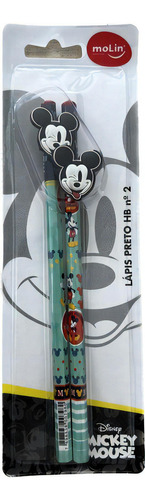 Kit 2 Lápis Preto Hb N2 Mickey Mouse Top Molin