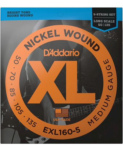 Encordado Daddario Para Bajo 5 Cuerdas Exl160-5