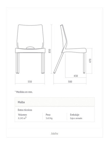 Imagen 2 de 9 de Silla Malba Apilable Hogar Recepción Ciber Auditorio Espera