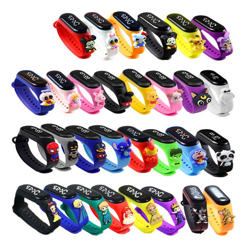 For 80 Piezas Reloj Infantil Led Pulsera Dibujos Animados