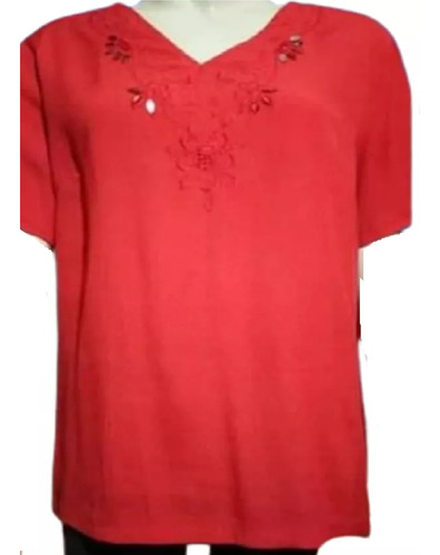 Blusa Bambula Elegante Talle L/xl Grande Especial Roja