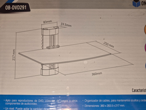 Estante Flotante De Pared Aluminio Vidrio Dvd/deco/play Negro