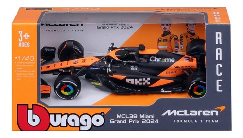 Miniatura Mclaren Mcl38 F1 #81 O. Piastri 2024 1:43 Burago Color Naranja