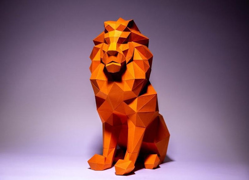 Papercraft Plantilla Leon Sentado 2
