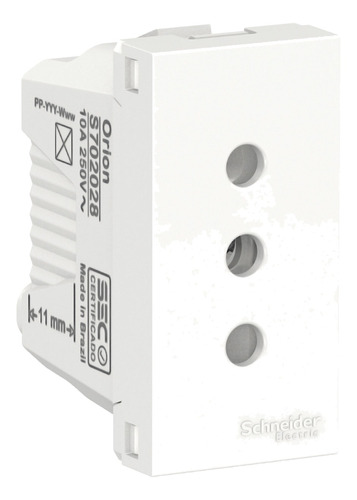 Toma De Corriente Orion 10a 250v 2p+t 1 Modulo - Blanco